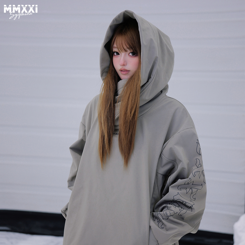 Mmxxi【Sand Dune】Gray Ski Sweatshirt Waterproof Windproof Thickened Top Loose Ski Suit Unisex Set