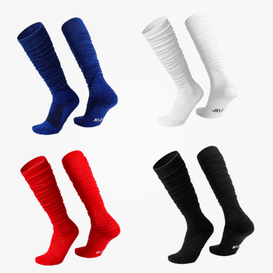 American football pleated socks NFL long tube pile socks thickened cushioning cotton calf waist flag football socks