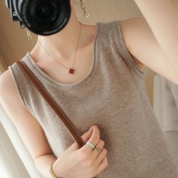 Spring and Autumn Cashmere Camisole Sleeveless Wool Knitted Bottoming Shirt Versatile Small Vest Worsted Loose Vest Wear Outside