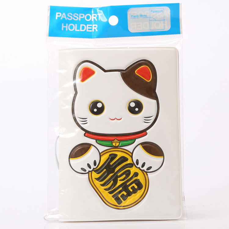 Lucky Cat Hộ chiếu Bộ phim hoạt hình Du lịch Tài liệu Thẻ Đặt Hộ chiếu Không thấm nước Đa năng Túi hộ chiếu ví đựng giấy tờ cá nhân