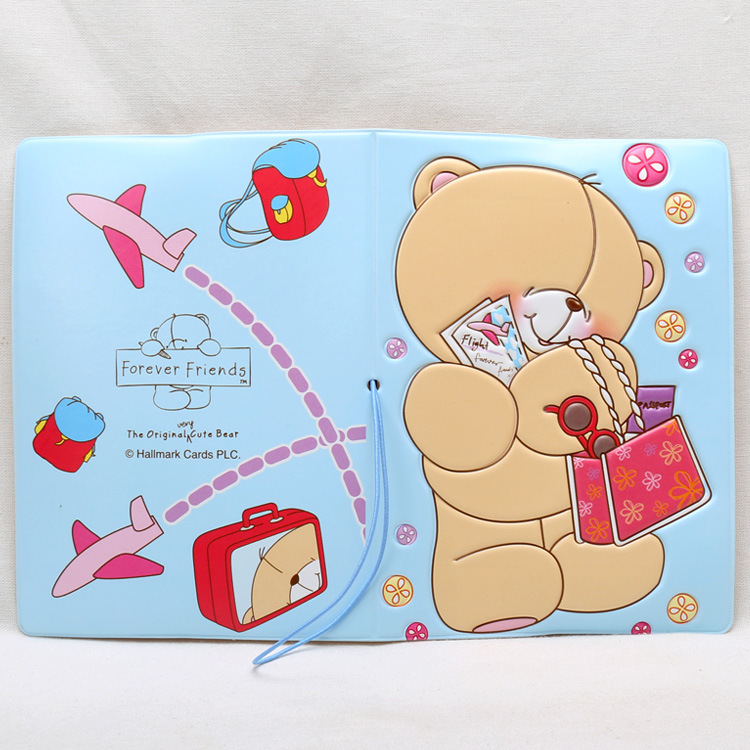 Herman gấu phim hoạt hình dễ thương đặt hộ chiếu ID đặt ở nước ngoài gói hộ chiếu vé hộ chiếu đặt thư mục lưu trữ tài liệu vỏ bọc hộ chiếu