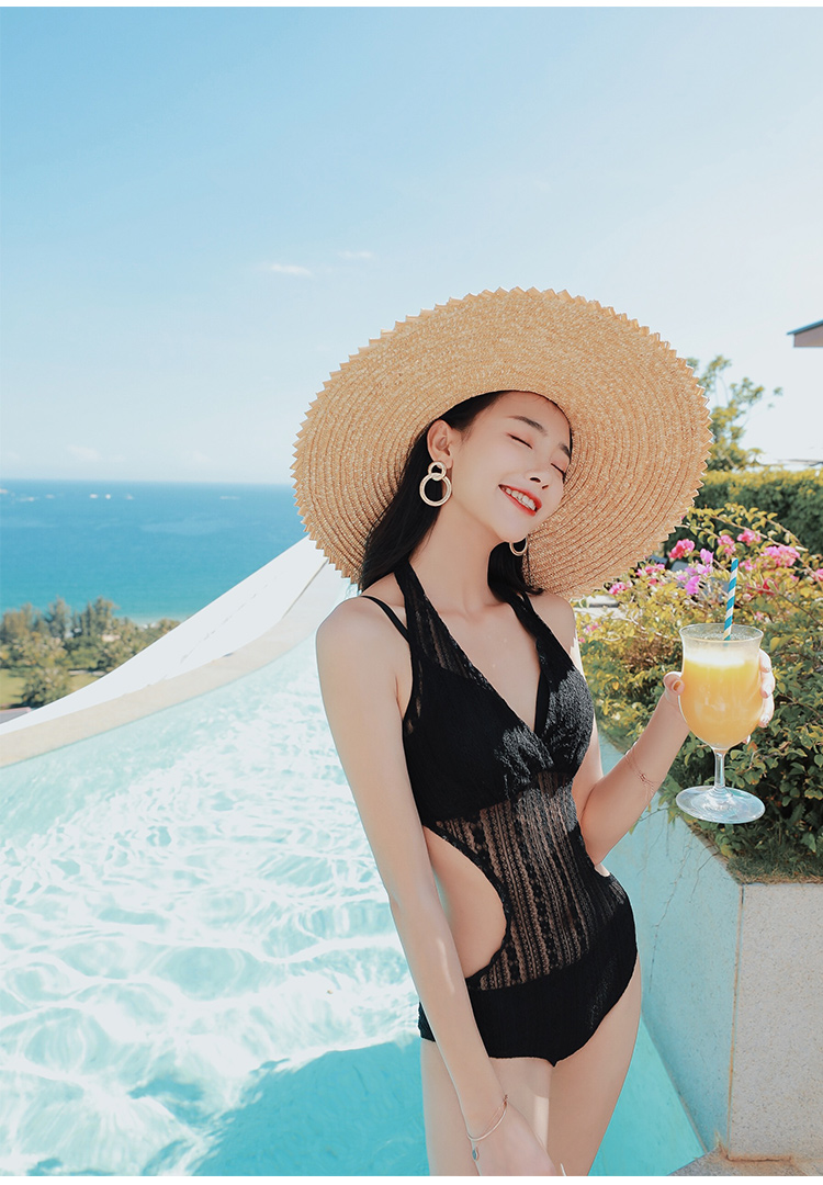 Áo tắm nữ hot hot 2018 thời trang mới thon gọn gợi cảm chói mắt đính ren đen mùa đông - Bộ đồ bơi One Piece 	áo tắm liền thân cao cấp