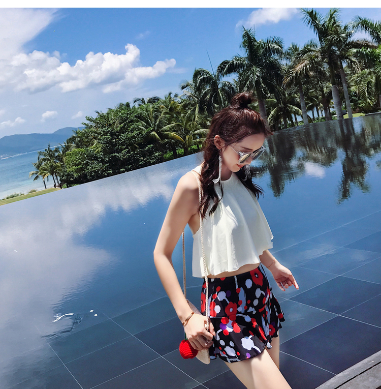 Áo tắm nữ phong cách Hàn Quốc nữ sinh viên nhỏ nhắn gợi cảm hở lưng là áo tắm hai mảnh mỏng manh - Bộ đồ bơi hai mảnh 	bikini 2 mảnh màu xanh