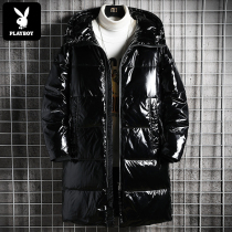 Playboy down jacket men long style fashion brand autumn and winter 2021 bright face trend handsome overalls winter coat