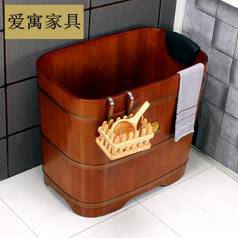 Constant temperature heating oak soaking bath barrel small household type household adult bath barrel bath barrel wooden bathtub solid wood bathtub