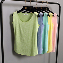 2021 spring and summer new large size sleeveless bamboo cotton loose slim outside wear bottled cotton wild vest female