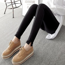 JENLUCY autumn high-quality cotton high-elastic side stitching foot opening fork outside wearing leggings small pants women