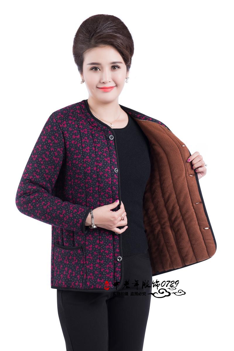 Áo khoác mùa đông của phụ nữ trung niên, bà, áo ngắn dày, áo bông, quần áo cũ, 60-70-80 tuổi, áo khoác cotton của mẹ đầm u60