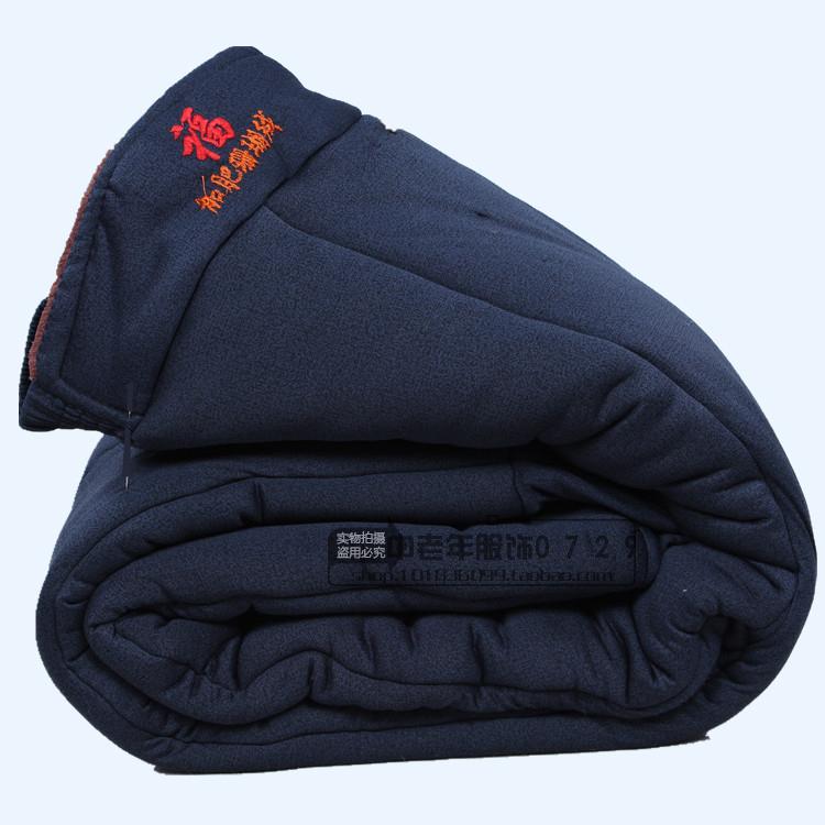 Quần cotton trung niên mùa đông cộng với quần nhung dày nam cũ cộng với phân bón để tăng cao đến đầu gối quần ấm áo thể thao