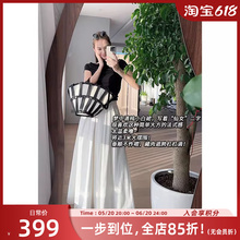 Meiyang Meiyang Double petal Lily Skirt Pearl Floor Twill Cotton Elegant and Gentle A-line Umbrella Skirt Half body Small White Skirt