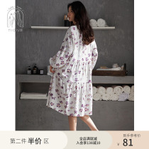 Nedia pajamas nightgown womens spring and autumn long sleeves cotton autumn floral oversized loose mid-length thin summer loungewear