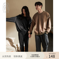 Nedias new couple pajamas womens spring cotton long sleeves casual pullover men can wear spring loungewear sets outside