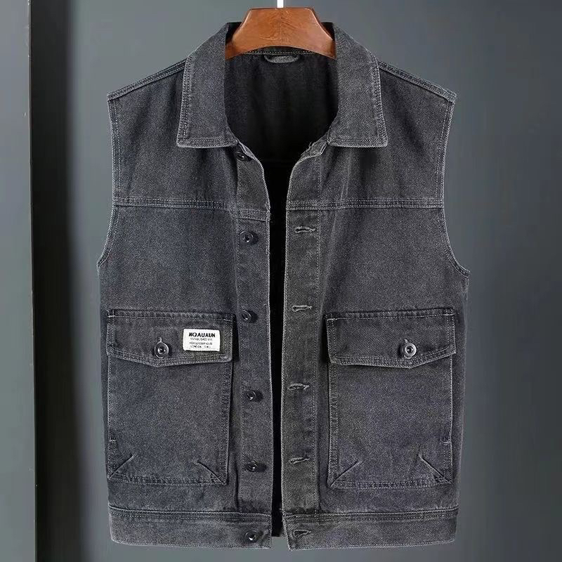 Autumn Denim Jacket Vest Men's American Retro Vest Sleeveless Vest Workwear Trendy Versatile Jacket