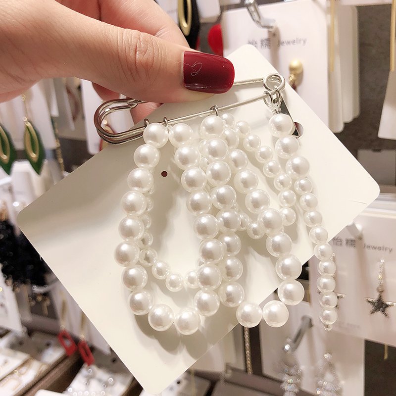 2018 làn sóng mới Hàn Quốc khí chất áo khoác trâm cài phụ kiện tua rua ngọc trai trang trí pin lớn huy hiệu cài áo