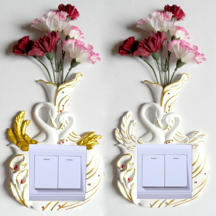 Switch patch wall patch protective sheath European-style socket cover bedroom lamp post decorate field resin flower arrangement switch wall decoration
