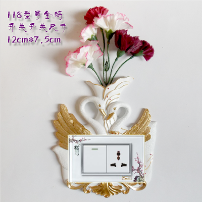 Flower closing wall protective cover European wall decoration resin socket decoration room living room