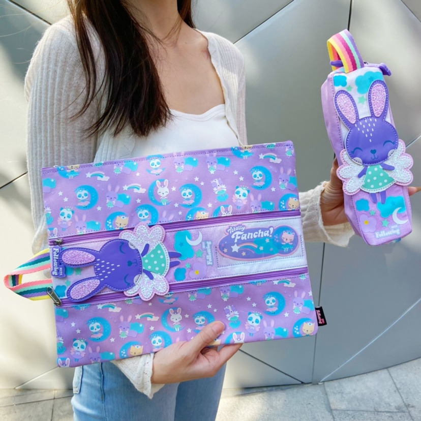 FH primary school students cartoon cute shape three-layer hand carry large capacity can put A4 file bag carry book bag sticky note set