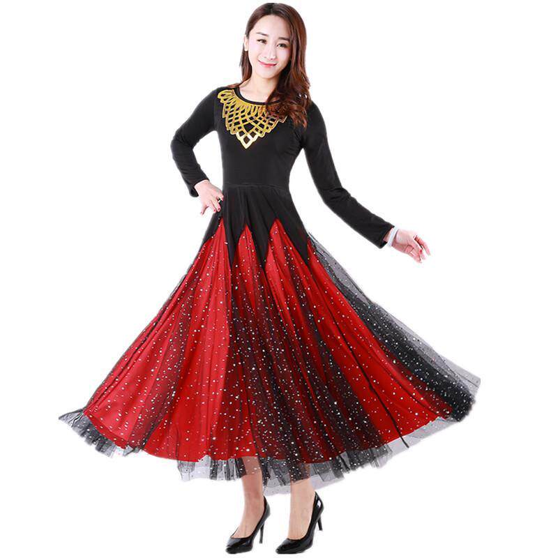 Modern dance dress performance Social dance dress dress competition skirt long sleeve Waltz dress Tango