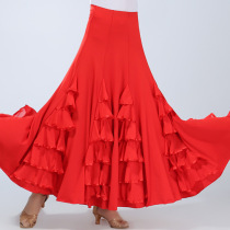 Waltz skirt modern dance dress stitching ballroom dance big dress new national standard dance dress summer female red adult