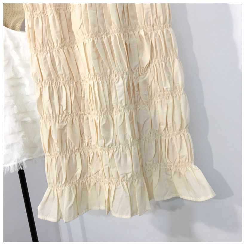 Văn học eo cao xếp li váy cổ điển chic chic váy cổ tích 2019 xuân phong cách mới - Váy váy đuôi cá ngắn