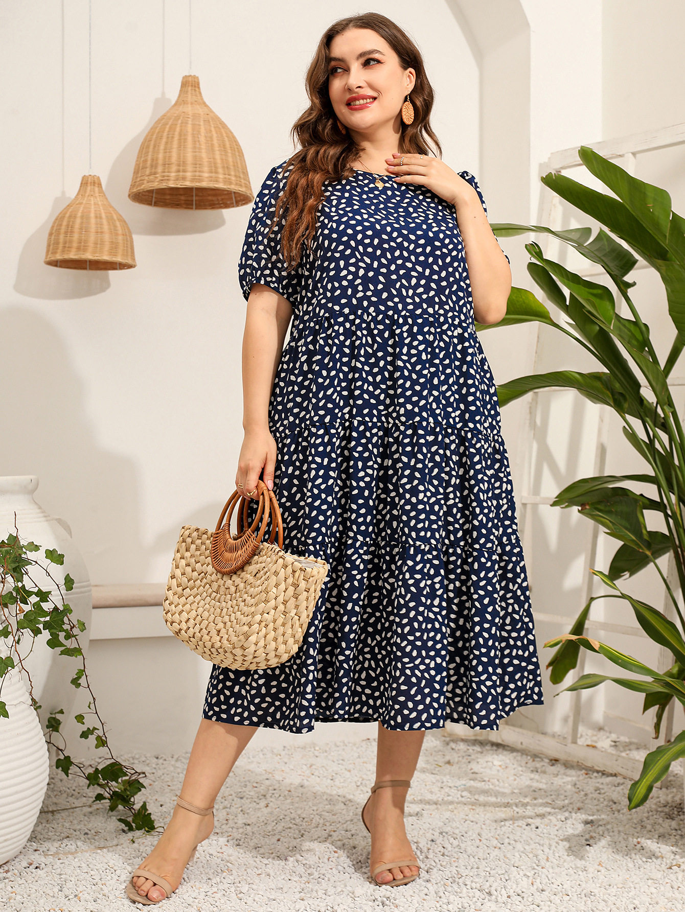 товар из китая loose fit plus size irregular short-sleeved summer dresses