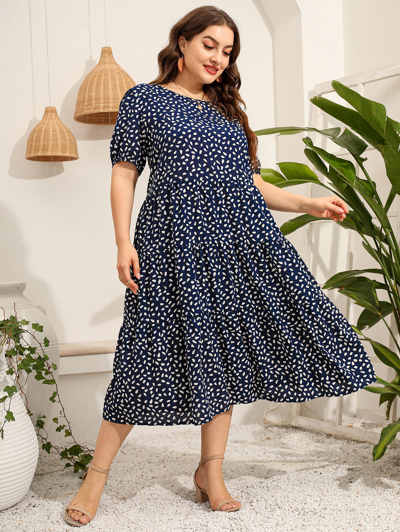 товар из китая loose fit plus size irregular short-sleeved summer dresses