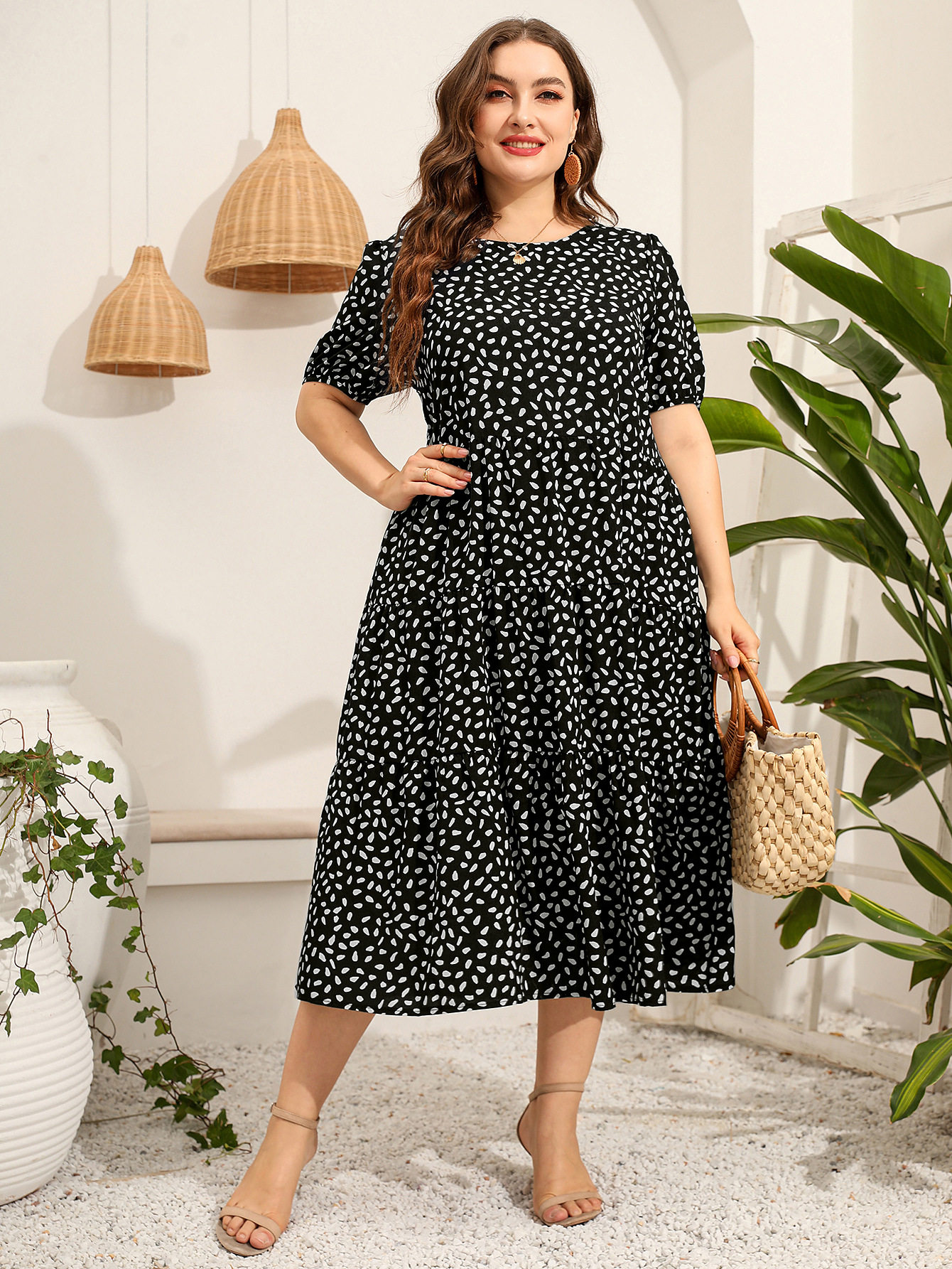 товар из китая loose fit plus size irregular short-sleeved summer dresses