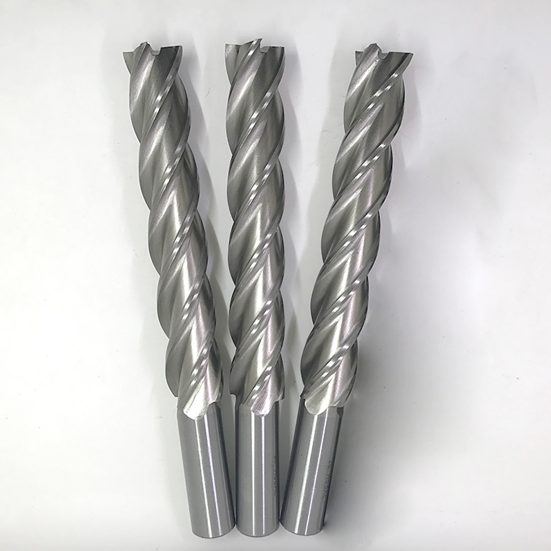 White steel lengthened end mill high-speed net lengthened extra-long milling cutter straight handle long-edged flat-bottom milling cutter 200 250 300L