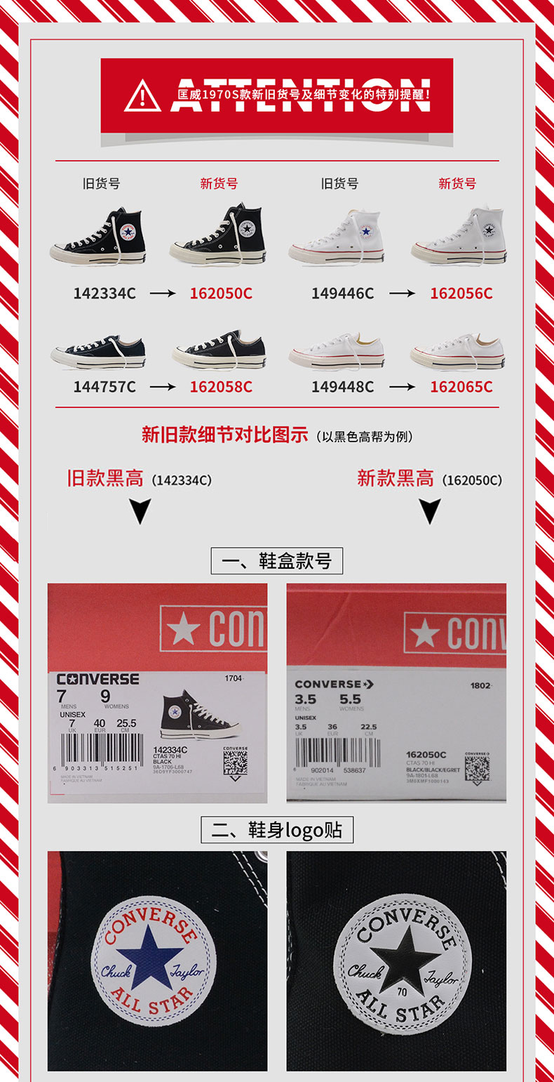 Converse Converse 1970s giày vải cao Giày nam Samsung tiêu chuẩn retro màu đen Giày nữ giản dị 162050C giày sneaker nam đẹp