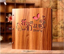 16-inch wooden diy photo album pasted couple baby growth commemorative album Black photo album