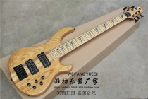 flyoung W six-string full-body sandwich electric bass ash body color shell inlay active circuit black