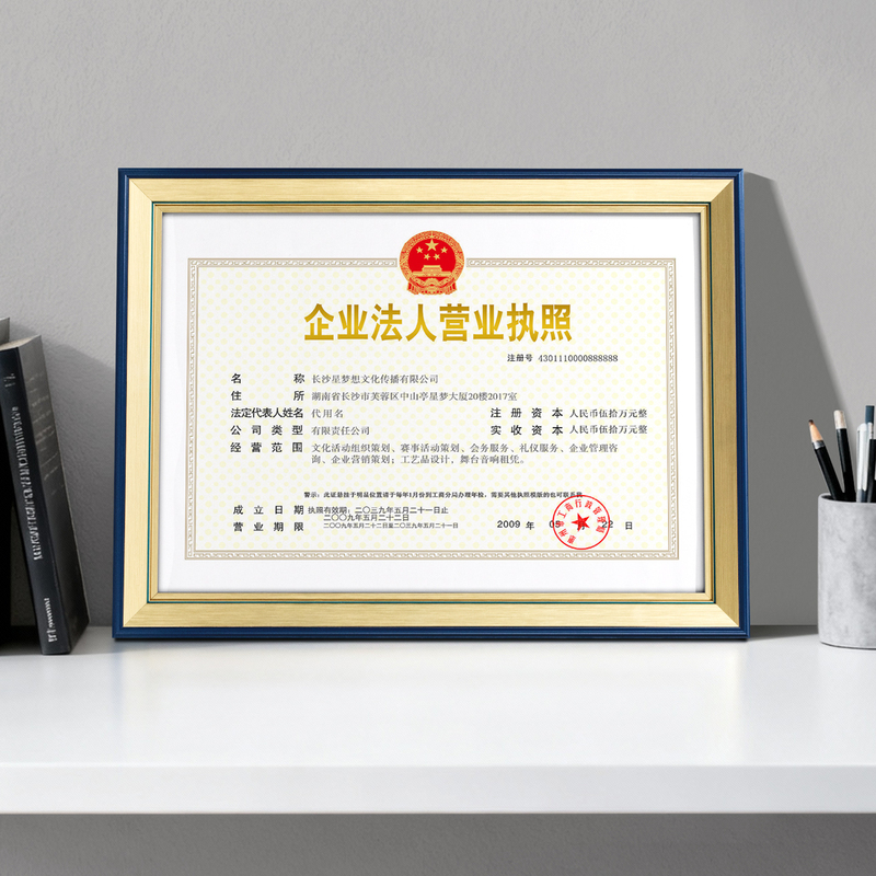 Business License Frame Wall-Mounted A3 Original and Duplicate Versions, Individual Business License Frame, Food Hygiene A4 Certificate Photo Frame