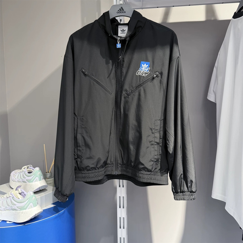 Adidas Trefoil Men's Spring Sports Casual Fashion Woven Stand Collar Windbreaker Jacket Jn1660