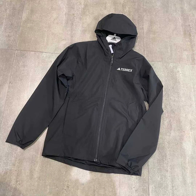 Adidas Adidas Windproof Jacket Men's Genuine Breathable Sports Hooded Woven Outdoor Jacket Jn8804