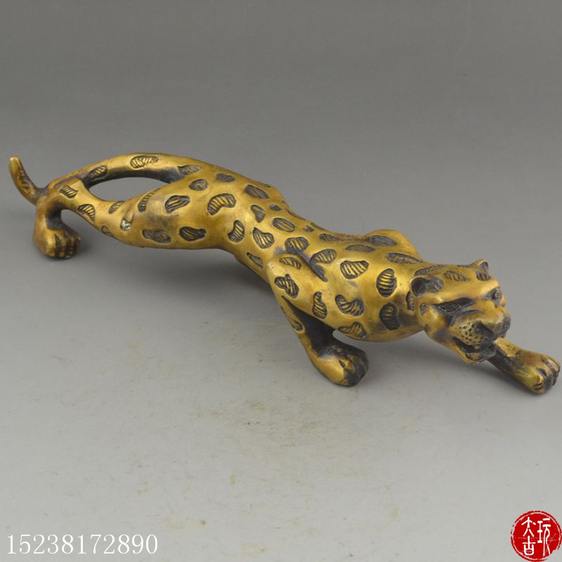 New antique pure copper leopard handicraft decoration Office home decoration Antique miscellaneous collection