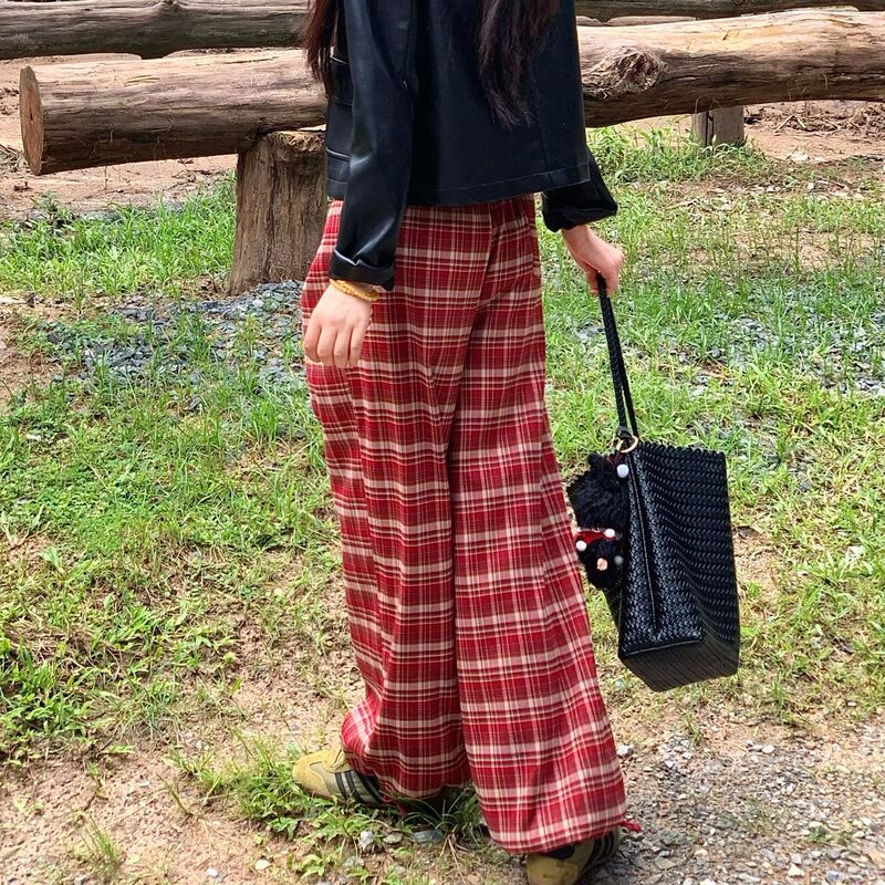 Oudockee [Minnie Pants 3.0] Plaid Casual Pants Kbce2525T