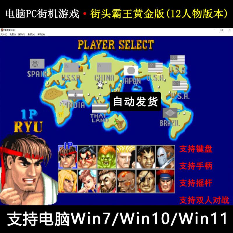 Computer Pc Arcade Game Street Fighter Gold Edition/12-Character Version/Supports Win7/Win10/Win11
