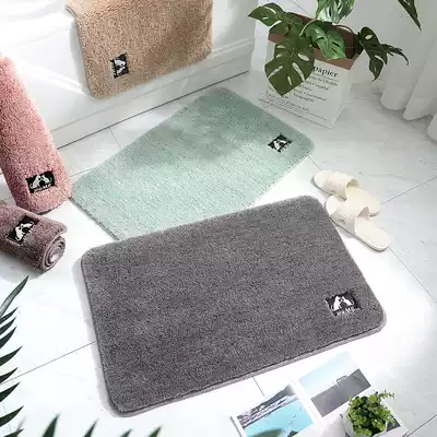 Absorbent solid color cake velvet thickened household doormat Bedroom powder room door mat Bathroom absorbent non-slip mat