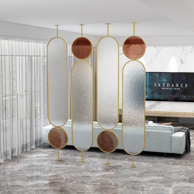 Nordic light luxury modern wrought iron Changhong tempered glass screen living room entrance wrought iron porch partition wall decoration