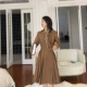 NANASTORE kẻ sọc váy nữ mùa xuân giữa chiều dài của phụ nữ 2021 mới hợp thời trang bình thường áo sơ mi dài tay váy - váy đầm