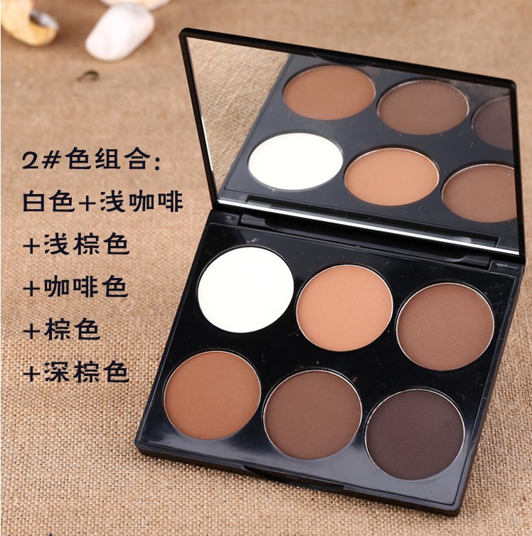 Trẻ em xinh đẹp của ba chiều sáu màu công suất sửa chữa bột cao bóng bóng mặt bột mũi bóng bột mày sửa chữa công suất kết hợp người mới bắt đầu phấn đánh khối