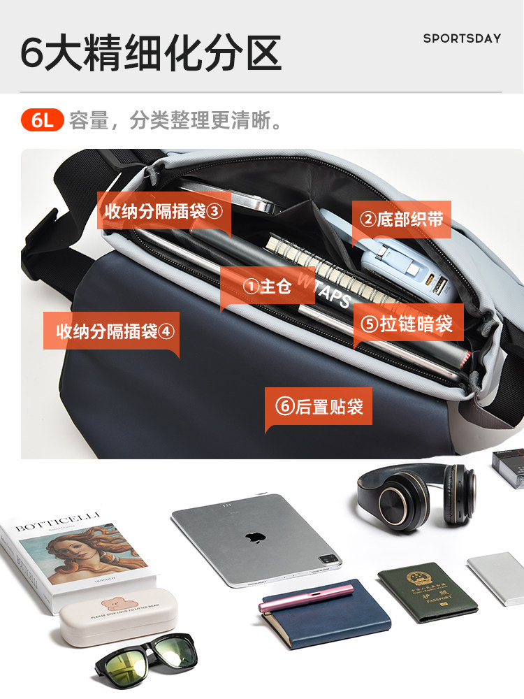 2025 New Crossbody Bag Men's Shoulder Bag Casual Commuting Cycling Chest Bag Sports Functional Portable Backpack for Outings
