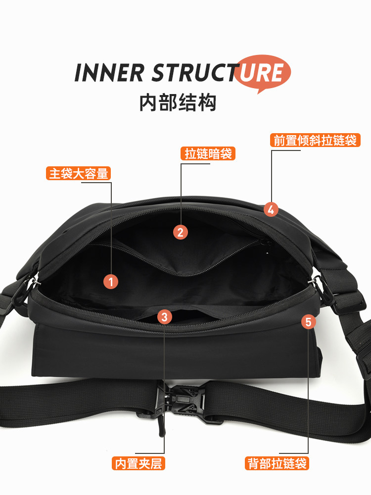 Men's Crossbody Bag 2025 New Large-Capacity Commuter Shoulder Bag Casual Motorcycle Backpack Portable Magnetic Buckle Chest Bag