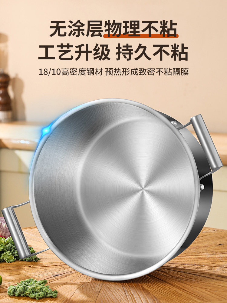 Stainless Steel Soup Pot for Home Use, New Model 2026, Suitable for Gas Stoves and Induction Cookers, Double-Handle Steamer, Large Capacity