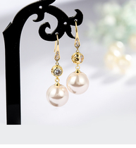South Koreas high-end earrings 2021 new trendy net red pearl long earrings feminine temperament versatile personality earrings
