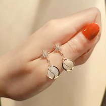 Korean octagonal star earrings temperament net red all-match earrings opal earrings womens high-end sense of sterling silver needle earrings women