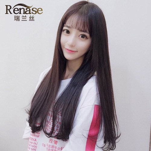 瑞兰丝假发女长发直发自然真人发丝空气薄刘海内扣假发套仿真发型