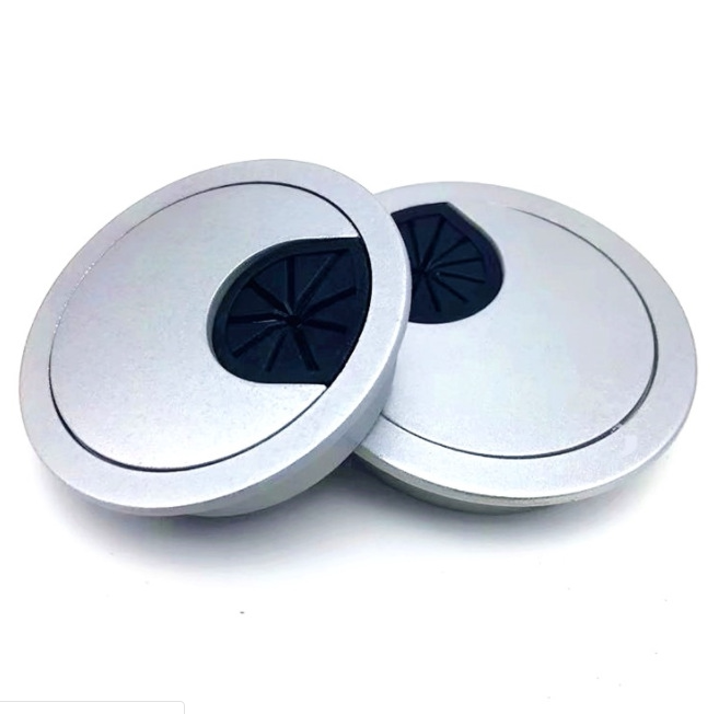 Factory direct computer desk management line box thickened round plastic desktop management line box trace hole cover sand silver line box