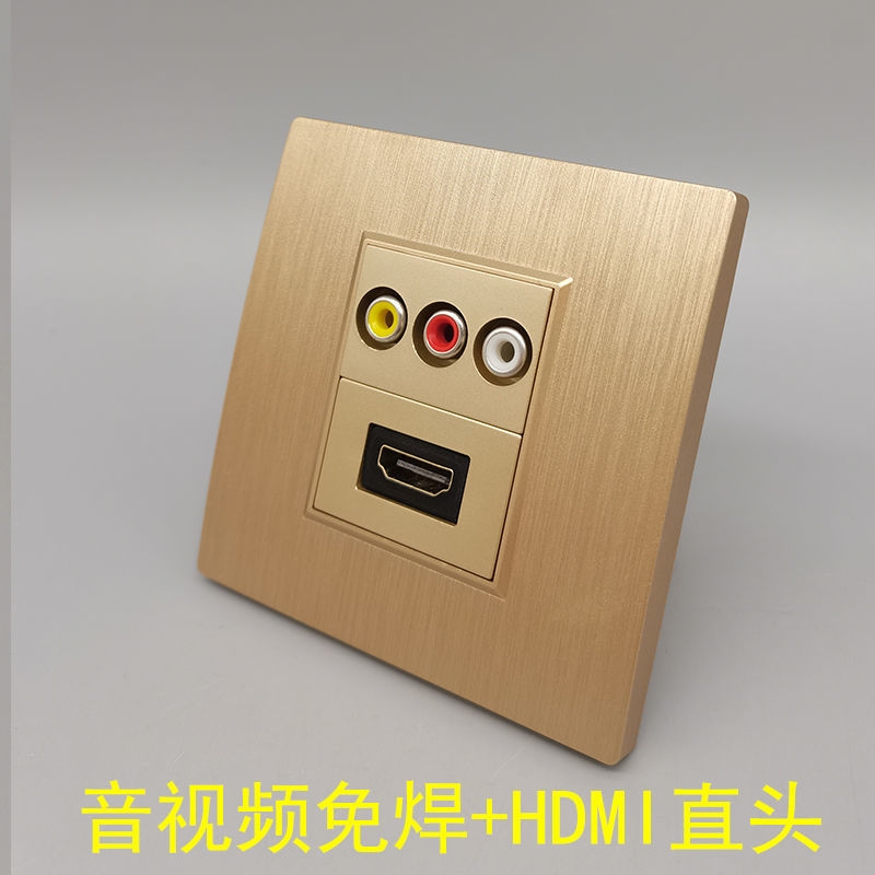 Golden 2 bits 4KHDMI straight head audio-video solder-free panel HDMI high-definition 2 0 straight inserts AV lotus socket 86 Type