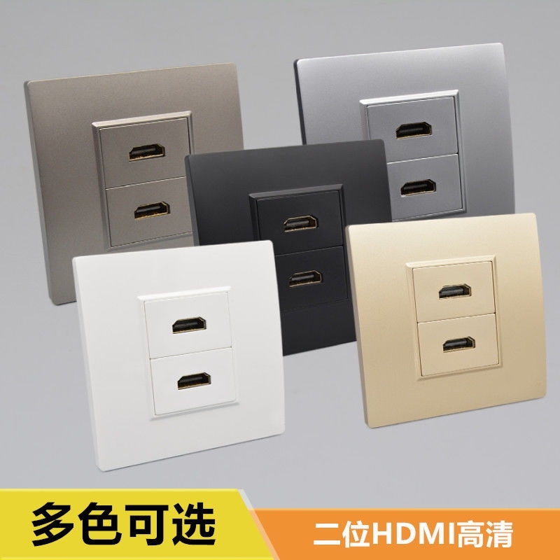 Type 86 gold silver black two-bit 4Khdmi high-definition straight head socket multimedia TV video HDMI panel